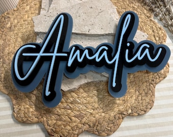 Triple Layered Name Sign | Custom nursery name sign | Personalised kids room decor | Baby name wall sign | Brittany font