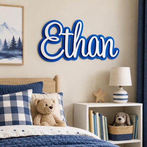 Layered Name Sign | Personalised Kids Bedroom Wall Decor | Acrylic Name Sign | Nursery Door Plaque | Custom Name Sign | Sweetheart font