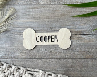 Dog bone with name | Wall sign | Acrylic - Bamboo - Plywood