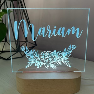 Florals with Name Night Light 2 bases to choose from image 6