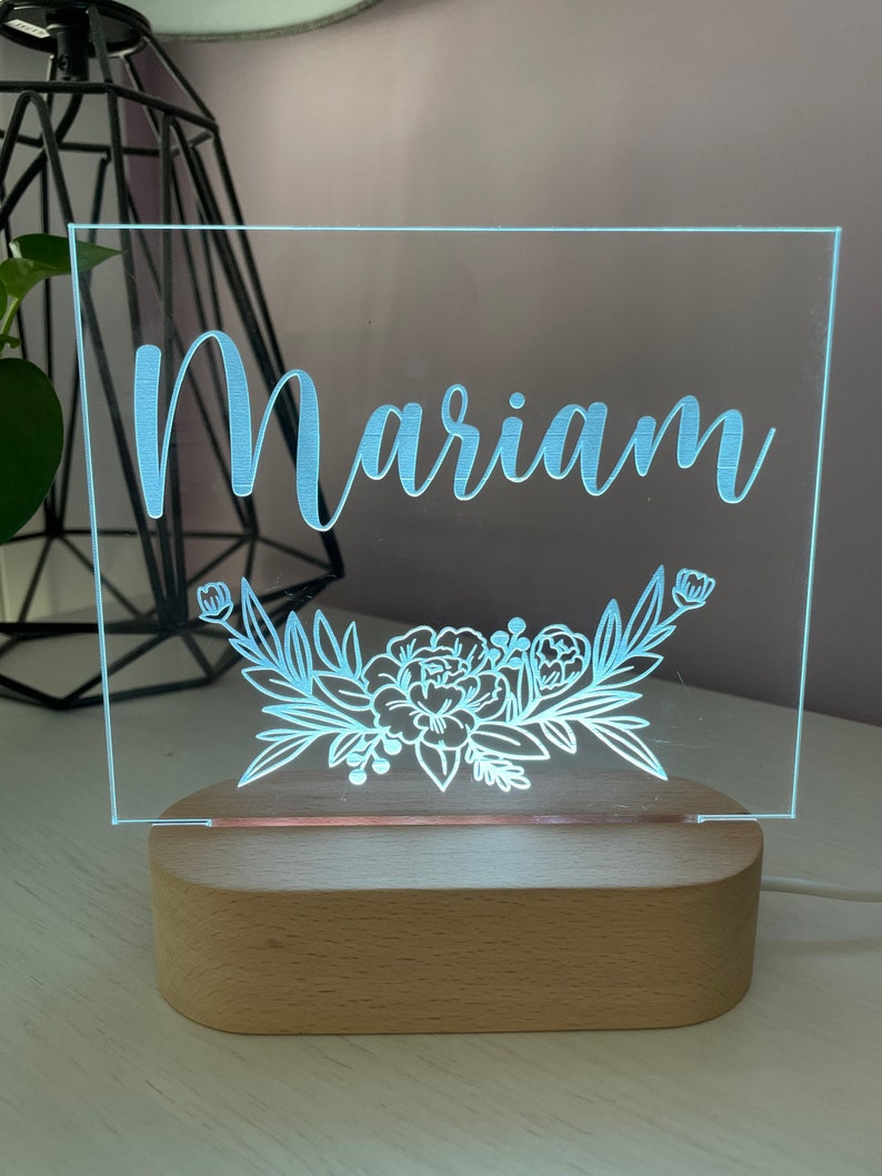 Florals with Name Night Light 2 bases to choose from image 6