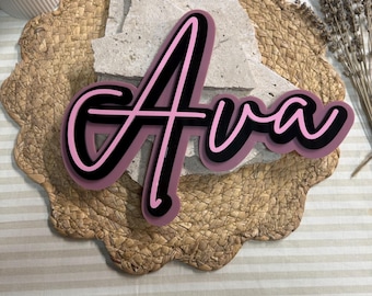 Triple Layered Name Sign | Custom nursery name sign | Personalised kids room decor | Baby name wall sign | Brittany font