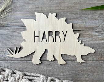 Dinosaurio con nombre / Signo de pared / Acrílico - Bambú - Contrachapado