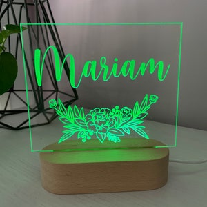 Florals with Name Night Light 2 bases to choose from image 5