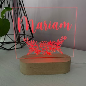 Florals with Name Night Light 2 bases to choose from image 8