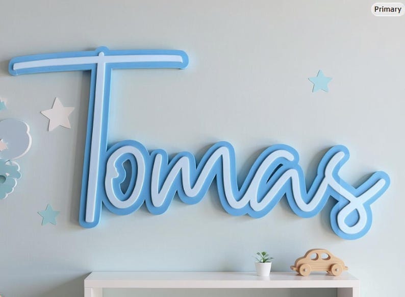 Personalised layered name sign | Custom nursery name sign | Acrylic name sign | Kids room wall decor | Baby name sign | Hallywood font image 6