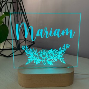 Florals with Name Night Light 2 bases to choose from image 4