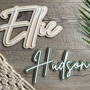 Layered Name Sign | Brittany | Kids Room, Wall Decor | Acrylic - Bamboo - Plywood
