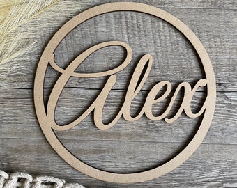 Laser Cut Name Hoop Sign: Custom Event Decor