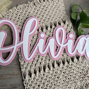 Layered Name Sign | Cream Candy | Kids Room, Wall Decor | Acrylic - Bamboo - Plywood