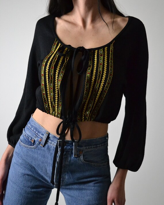 Vintage Knit Tie up Cropped Cardigan - Etsy
