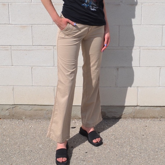 Low Rise Beige Flare Cargo Pants