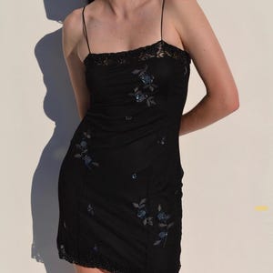 Betsey Johnson Black Beaded Mini Dress