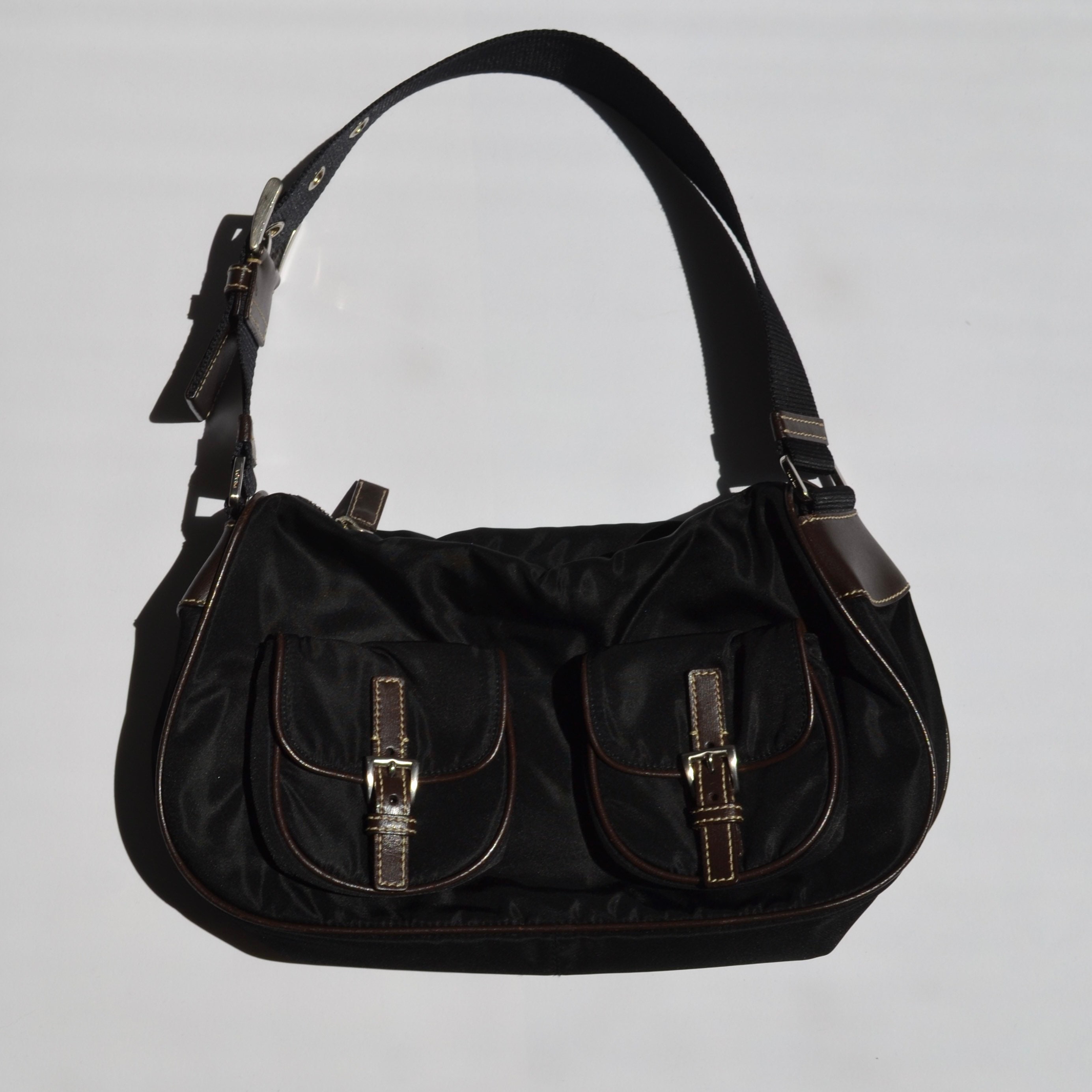 Prada 2000s Brown Canvas Shoulder Bag · INTO