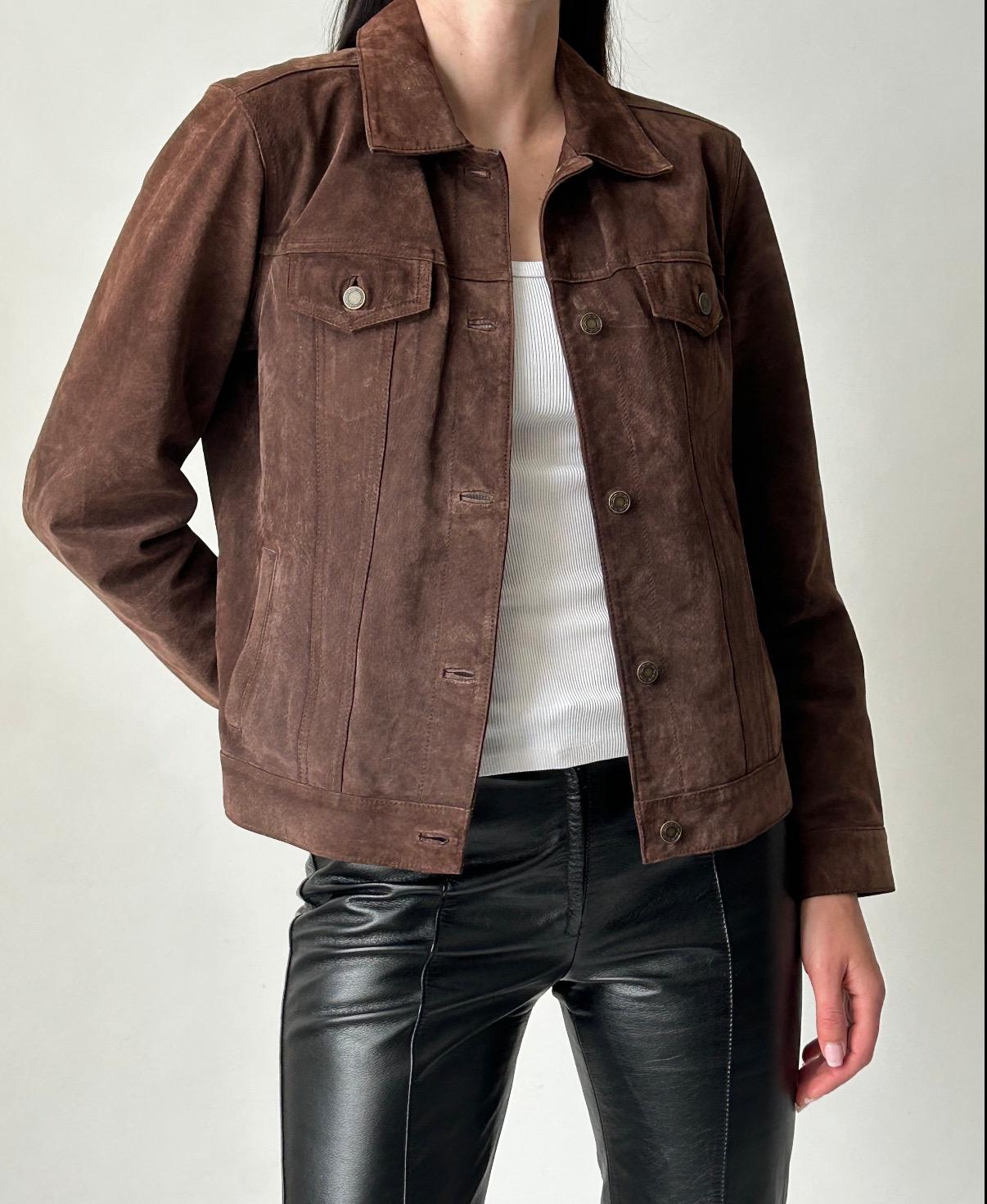 Brown Suede Button Up Jacket