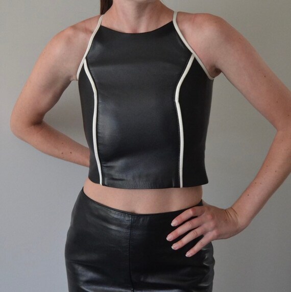 Vintage Danier Cropped Leather Halter Top