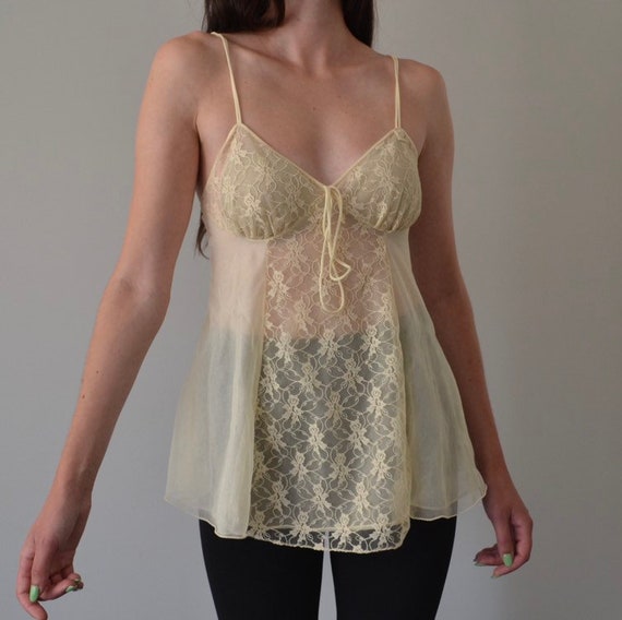 Vintage Pierre Cardin Sheer Mesh Lace Camisole