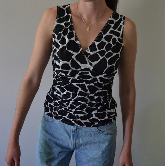 Ruched Cow Print Tank