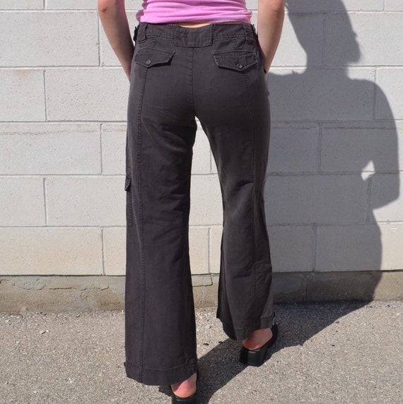 Low Rise Brown Flare Leg Cargo Pants