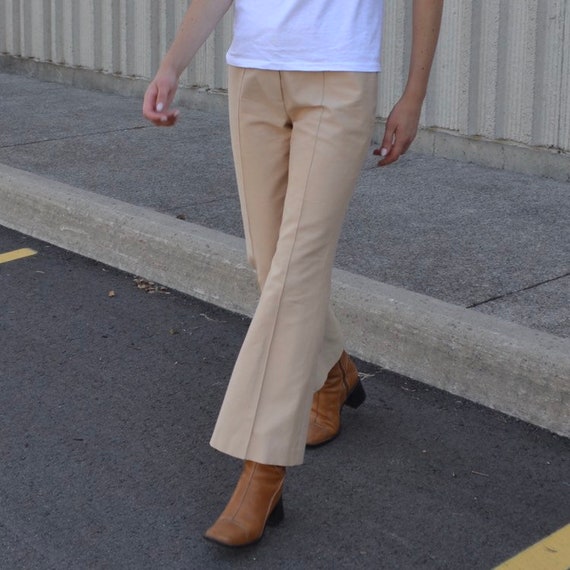 Beige Silk Fendi Flare Leg Pants
