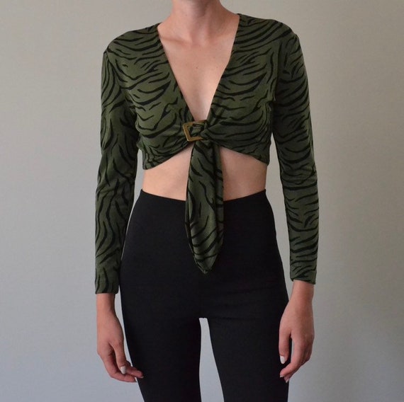 Vintage Zebra Print Cropped Tie Up