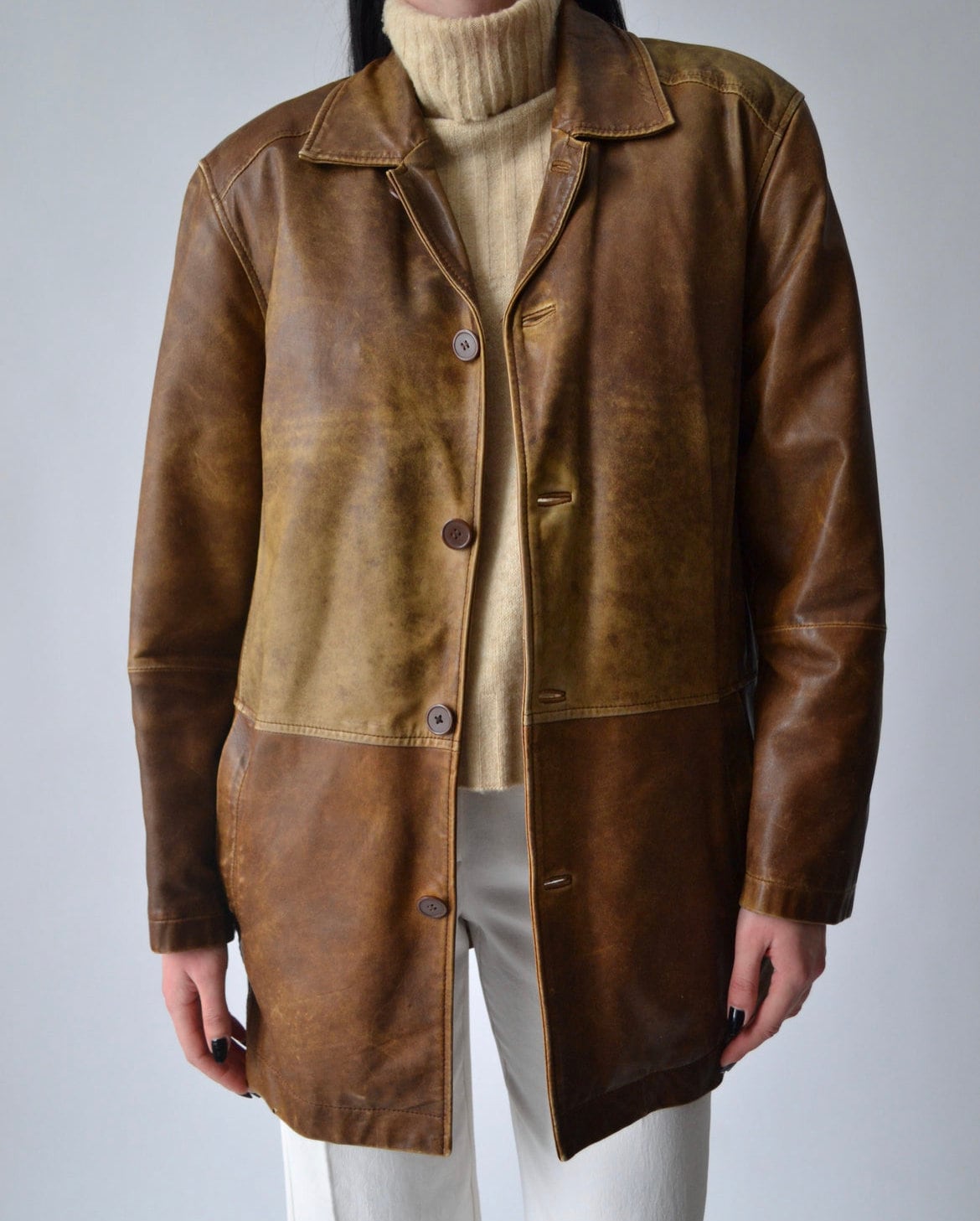 DANIER leather jacketブラウンS古着unisexグランパ焦茶 Danier mens leather jacket - Gem
