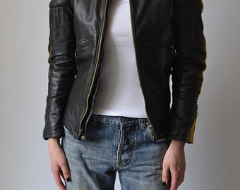 Black & Yellow Motorcycle Leather Jacket