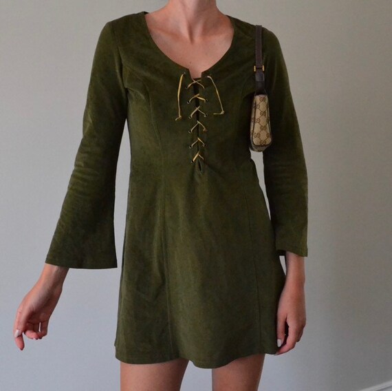 Vintage Le Château Bell Sleeve Mini Dress
