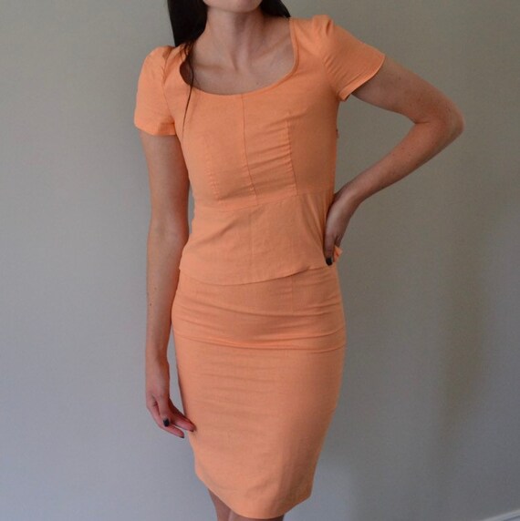 Orange Linen Skirt Set