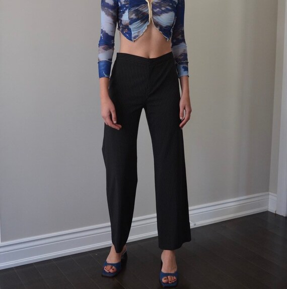 High Waisted Black Pinstripe Pants