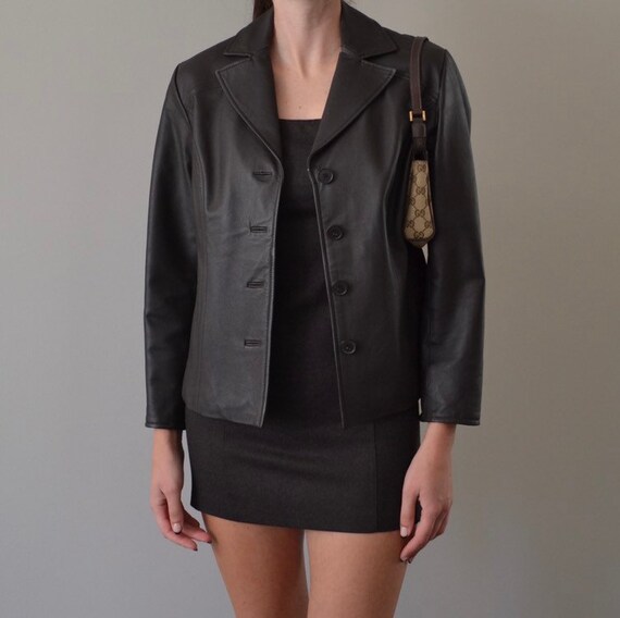 Dark Brown Danier Leather Blazer