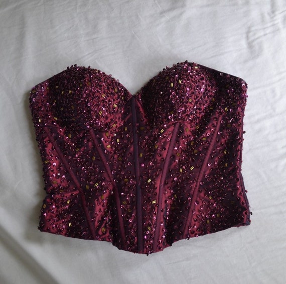 Fuchsia Beaded Bustier/Corset Top