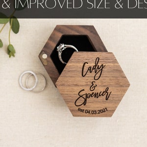 Personalized Wedding Ring Box, Wood Ring Box, Engagement Box, Ring Bearer Ring Box, Ring Box Holder, Custom Ring Holder, Engraved Hex Ring