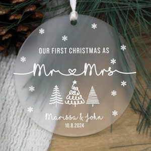 First Christmas As Mr & Mrs, Married Christmas Ornament, Wedding Gift, Last Name Ornament, Personalized Wedding Gift, Our First Christmas