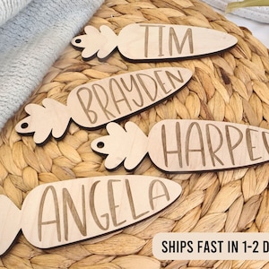 Kinder Namensschild aus Holz für Ostern, personalisierte Osterhase Korb Tag, benutzerdefinierte Ostern Tag, benutzerdefinierte Ostern Tischkarte Name, Osterkorb Geschenk