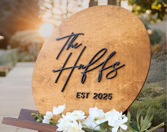 Custom Wedding Guestbook Alternative Board, Unique Personalized Last Name Guest Book, Round 3D Wooden Guestbook Sign, Rustic Wedding Decor