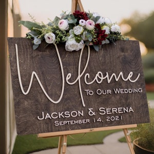 3D Wooden Welcome to our Wedding Sign, Wedding Signage, Wedding Welcome Sign, Rustic Wedding Decor, Welcome Wedding Rosefield