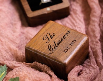 Engagement Ring Box, Personalized Wedding Ring Box, Wood Ring Box, Ring Bearer Box, Ring Box Holder, Custom Ring Holder, Square Ring Box