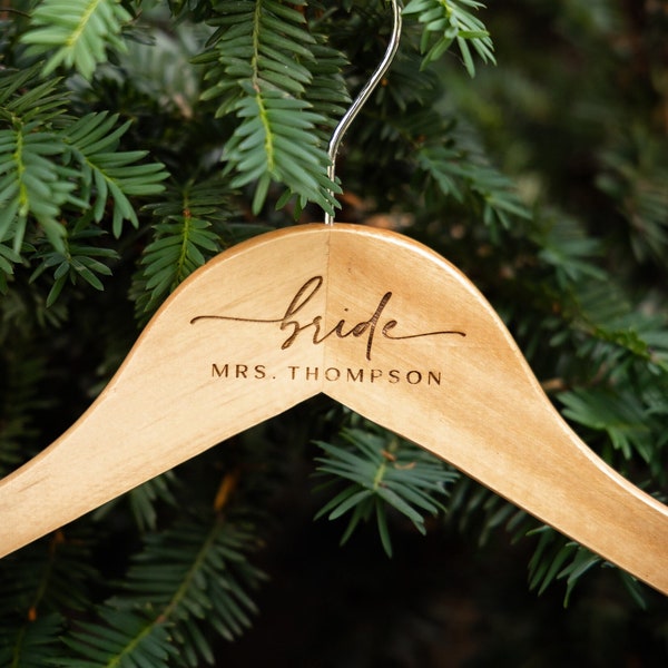 Personalized Wedding Hangers, Bridesmaid Hangers, Wooden Engraved Hanger, Bridal Dress Wedding Hangers, Engraved Bridal Hanger Swashes