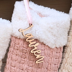 Weihnachtsstrumpf Tags, Personalisierte Strumpf Tags, Laser geschnitten, Minimalist, Holz Tags, Benutzerdefinierte Namen Tags, Strumpf Namen Tags, Strumpf Tags