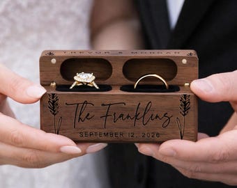 Wedding Ceremony Wooden Ring Box, Ring Bearer Ring Box, Gift For Bride, Personalized Wedding Ring Box, Newlywed Gift, Engraved Flip Top Ring
