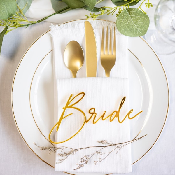 Bride & Groom Place Cards, Bride - Groom Table Setting, Sweetheart Table Decoration, Bride Groom Table Sign Wedding Decor, Bride/Groom Cards