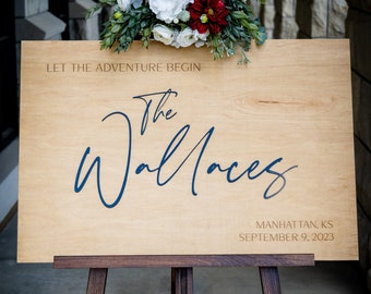 Welcome Wedding Sign, Personalized Wooden Welcome Wedding Sign, Wedding Ceremony Signage, Custom Welcome Sign, Welcome Wedding - Adventure