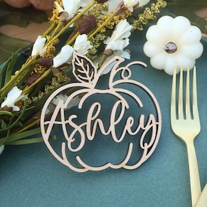 Cartão de lugar de abóbora personalizado, nome de configuração de lugar de Ação de Graças, decoração de mesa de Ação de Graças, enfeite de lugar de mesa, configuração de mesa de Ação de Graças