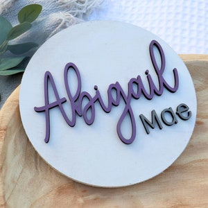 Round Nursery Name Sign, Custom Name Sign, Baby Shower Gift, Round Wood Name Sign, Baby Name Sign, Name Reveal, Newborn Christmas Gift