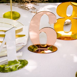 Mirror Acrylic Table Numbers, Wedding Signage, Modern Table Numbers, Wedding Table Numbers, Wedding Decoration