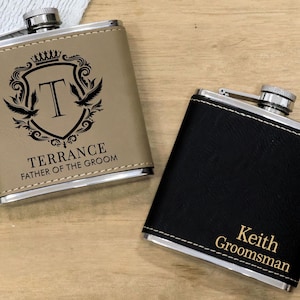 Personalized Hip Flask, Best Man Flask, Groomsmen Gift, Groomsmen Proposal Custom Groomsmen Flask Personalized Leather Flask, Engraved Flask