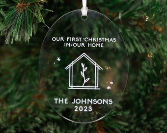 New Home Ornament | Housewarming Gift | Realtor Closing Gift | Minimalist First Christmas in Our New Home | Custom New Home Ornament