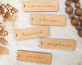 Small Christmas Stocking Tags | Engraved Stocking Name Tags | Personalized Stocking Tags | Family Name Tags Wooden | Stocking Gift Tag