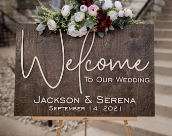 3D Wooden Welcome to our Wedding Sign, Wedding Signage, Wedding Welcome Sign, Rustic Wedding Decor, Ceremony Decor Sign Welcome Sign Wedding